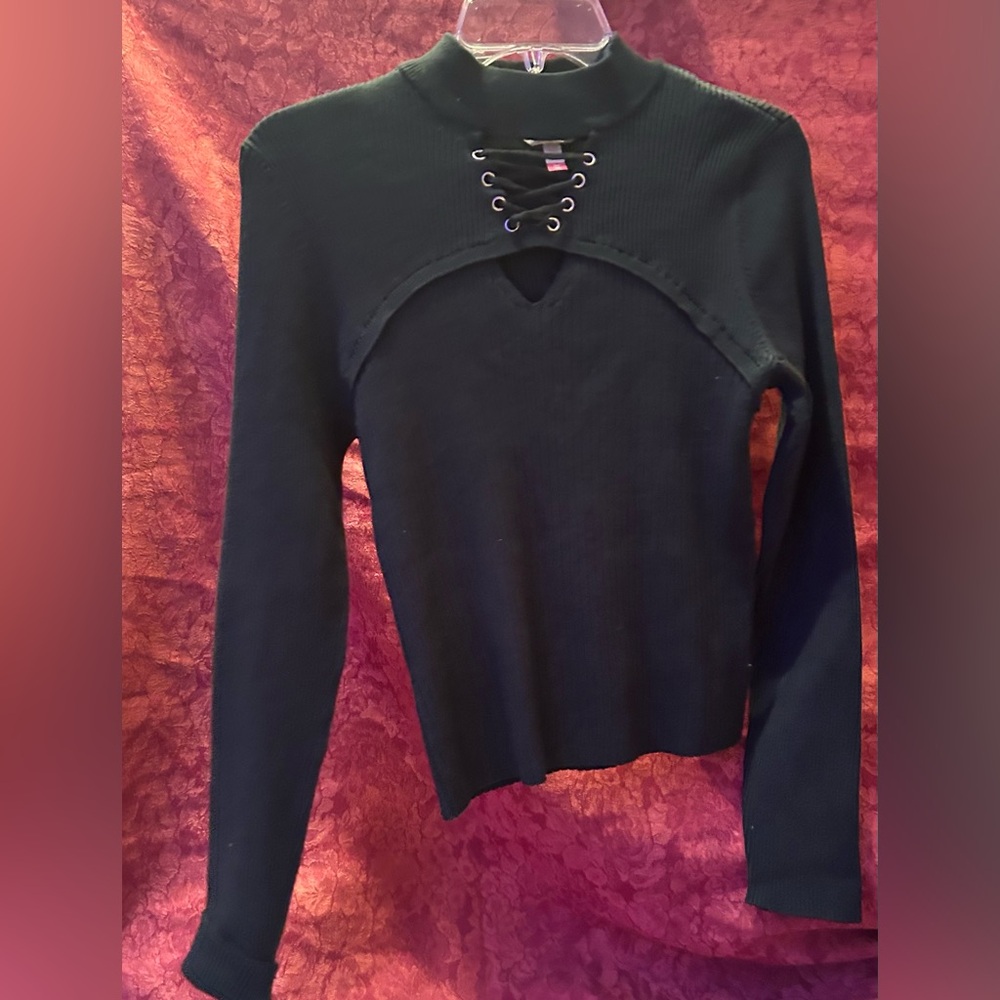 Black Lace-Up Women's Top